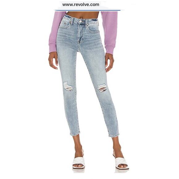 New Revolve Pistola Aline Jean Mid Rise Distressed Skinny Blue Acid Wash Sz 26 - Picture 1 of 9